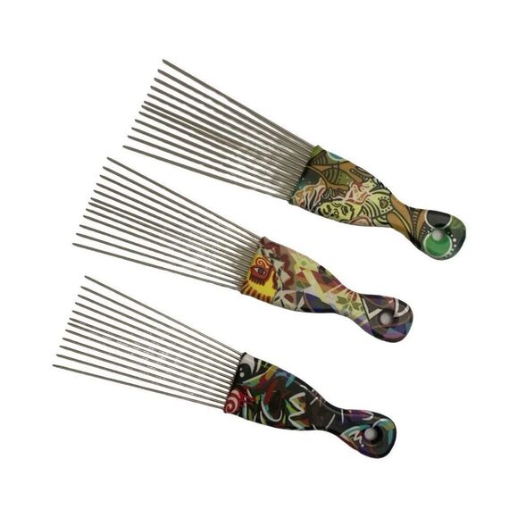 Starter Set of Three Afropick Combs with Gift Pouch - Picture 1 of 2
